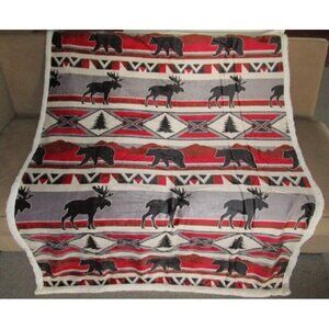 New Moose Bears Sherpa Gift Fleece Throw Blanket Southwest Rustic Mountain Decor